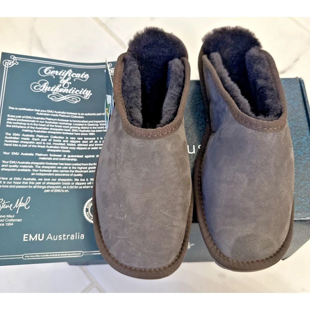 EMU MP10528 Platinum Esperence Men Size 9 Women Size 10 Sheepskin Slippers Brown